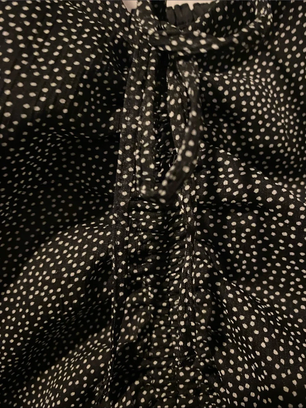 Abercrombie & Fitch Black and White Polka Dot V-Back Blouse